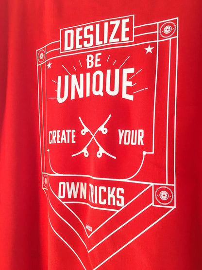 Be Unique Red Skate Tshirt, Back side close-up